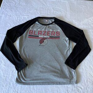 Portland Blazers Raglan Long Sleeve T-Shirt Men Grey & Black M NBA
